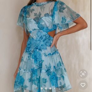 Blue mini dress with open back. Worn once!